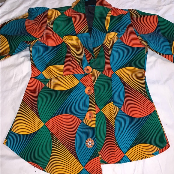 New Handmade Ankara Print Blazer with Buttons - Picture 1 of 4
